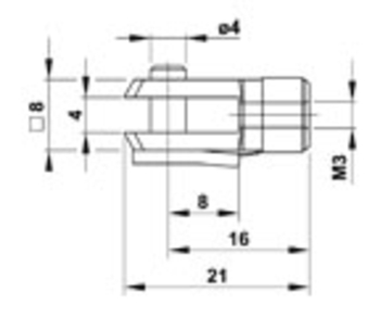 Zu sehen ist eine Abbildung mit einer CAD-Zeichnung von einem  Zu sehen ist eine Abbildung mit einer CAD-Zeichnung von einem Gabelkopf-GKQ4 