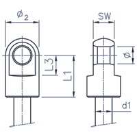 Technische Zeichung Augen-Anschluss