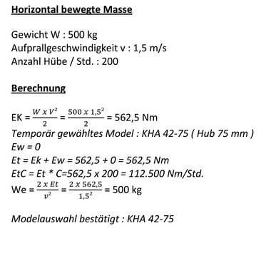 Zu sehen ist eine Berechnung eines Industriestossd
