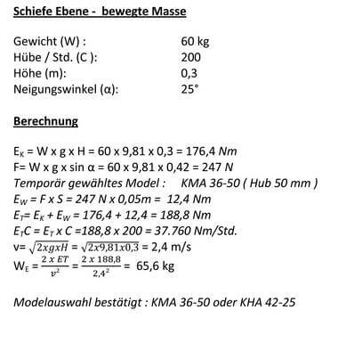 Zu sehen ist eine Berechnung eines Industriestossd