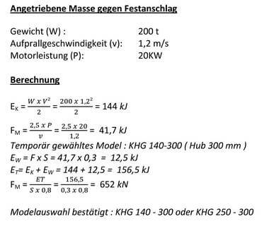 Zu sehen ist eine Berechnung zum Fall Schwerlastd