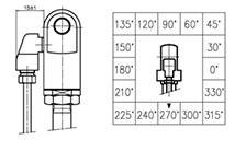 Technische Zeichnung von einem Winkelanschluss Ausl